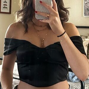 Princess Polly Black Off-Shoulder Corset